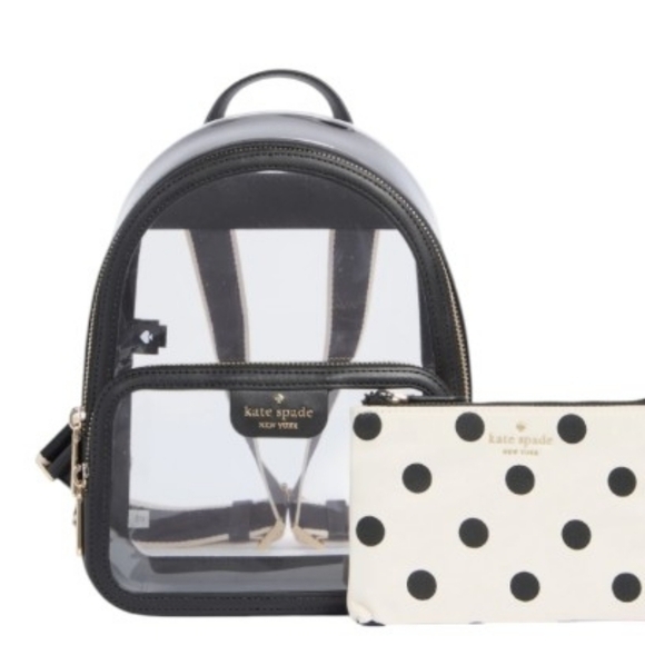 NWT Kate Spade ♠️ black & white polka dot Clare See Through Small Backpack main image 9